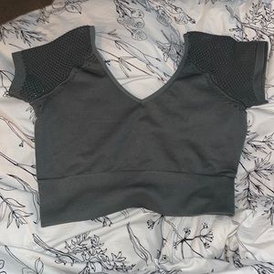 aerie seamless mesh army green top